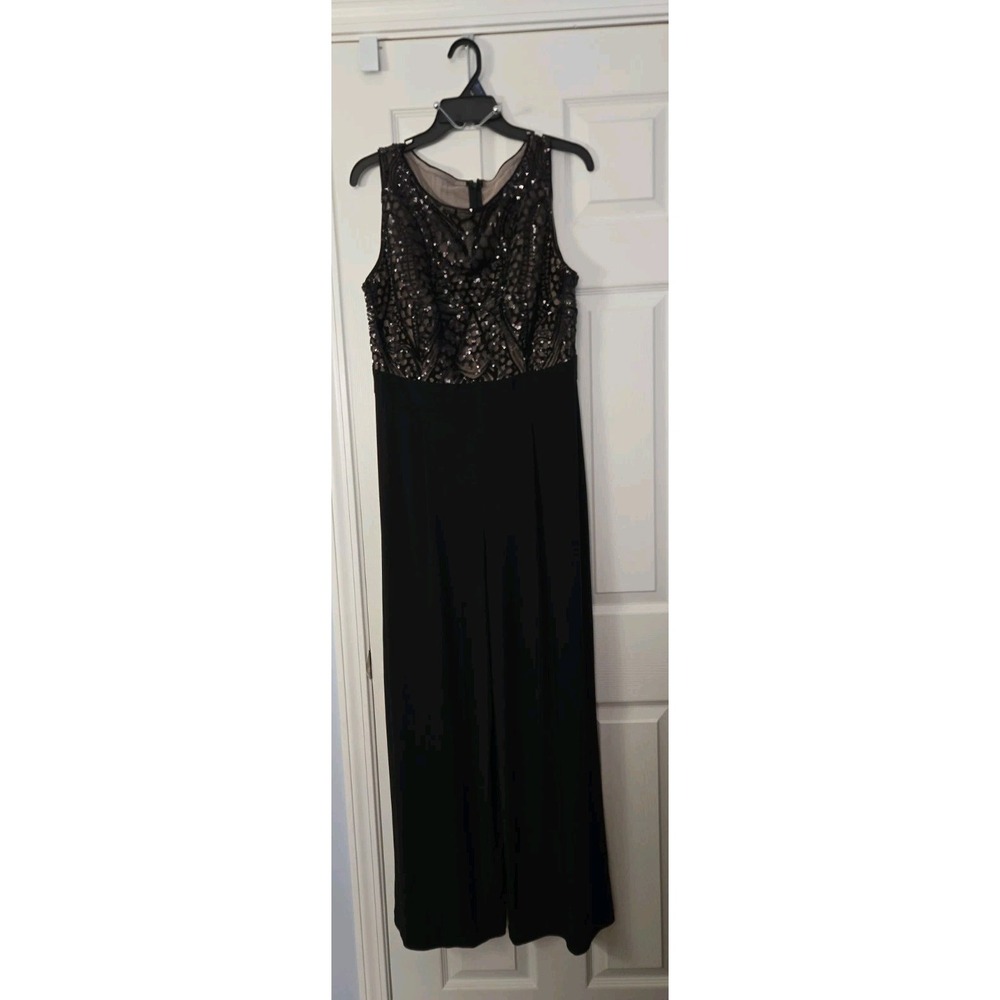 R&M Richards Womans Black Jumpsuit with Sequins, Size 14 New